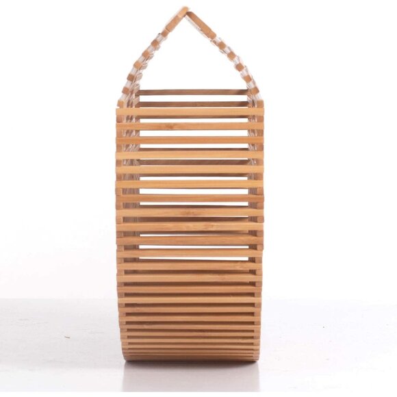 Women's Handmade Bamboo Tote Bag Small Natural Summer Beach Purse - Picture 4 of 5